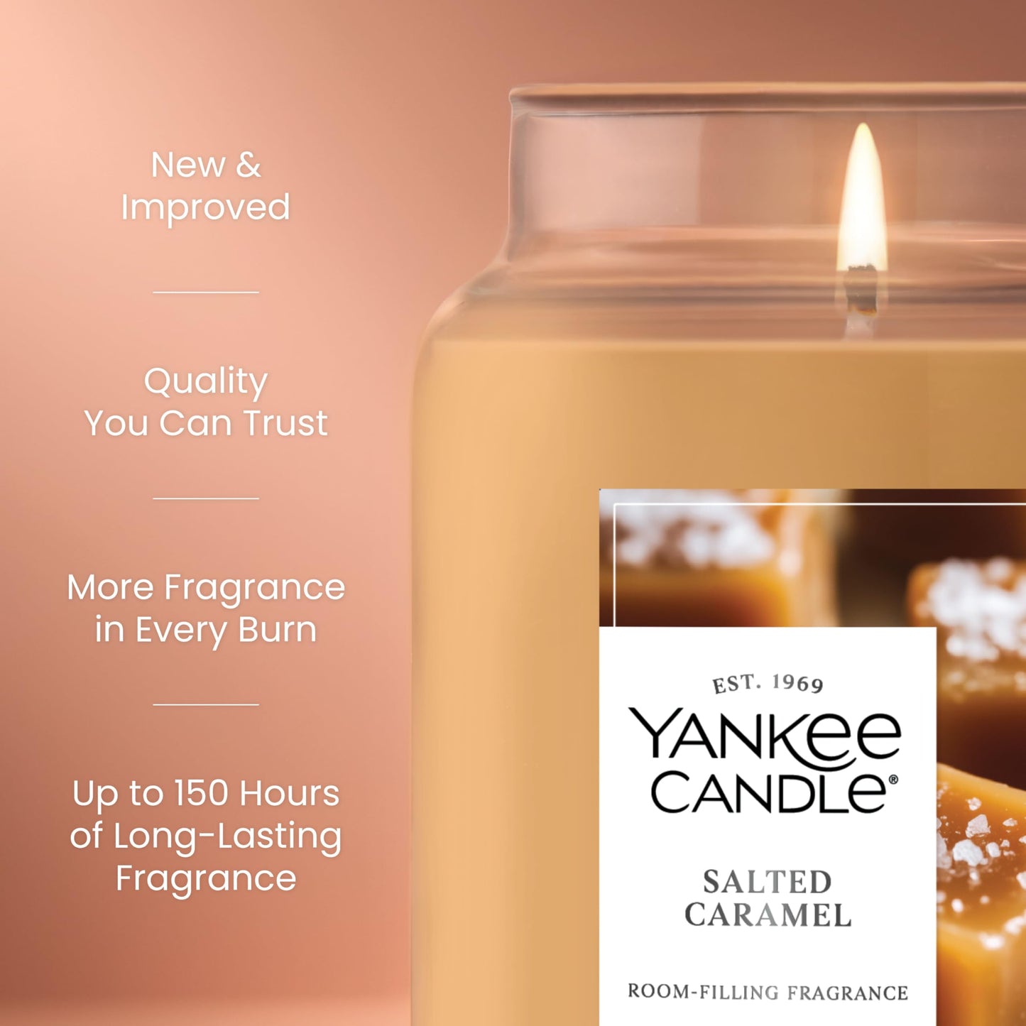 Yankee Candle Salted Caramel Scented Candle, 22oz Large Jar with up to 150 Hour Burn Time, Giftable, Holidays - Medaid International