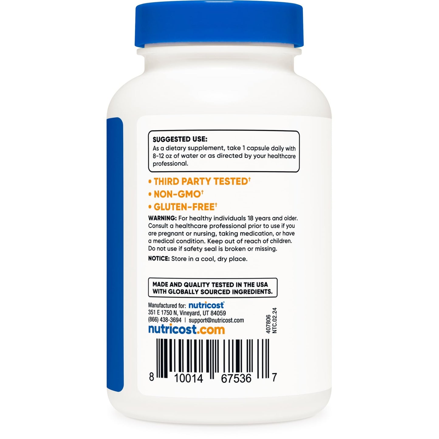 Nutricost N-Acetyl L-Cysteine (NAC) 600mg, 120 Vegetarian Capsules - Non-GMO, Gluten Free, Vegetarian Caps - Medaid International
