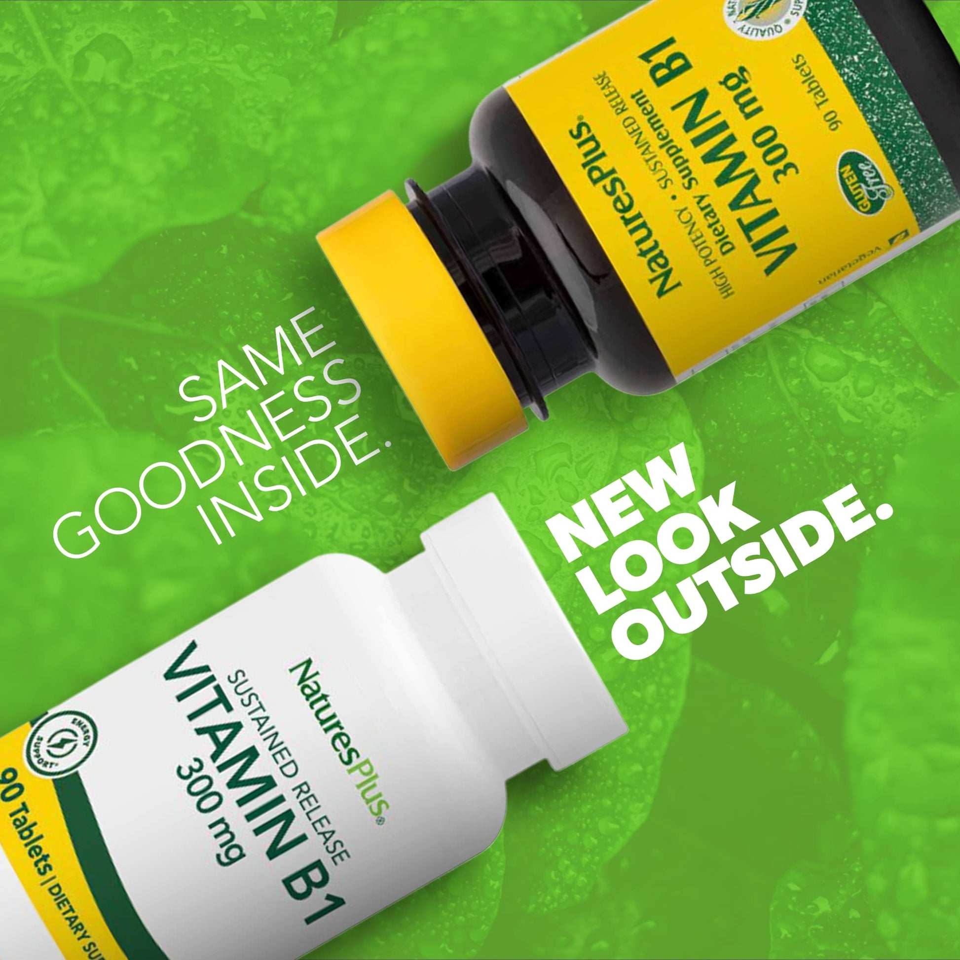 Natures Plus Vitamin B1 (Thiamin HCI), Sustained Release - 300 mg, 90 Vegetarian Tablets - Gluten-Free - 90 Servings - Medaid International