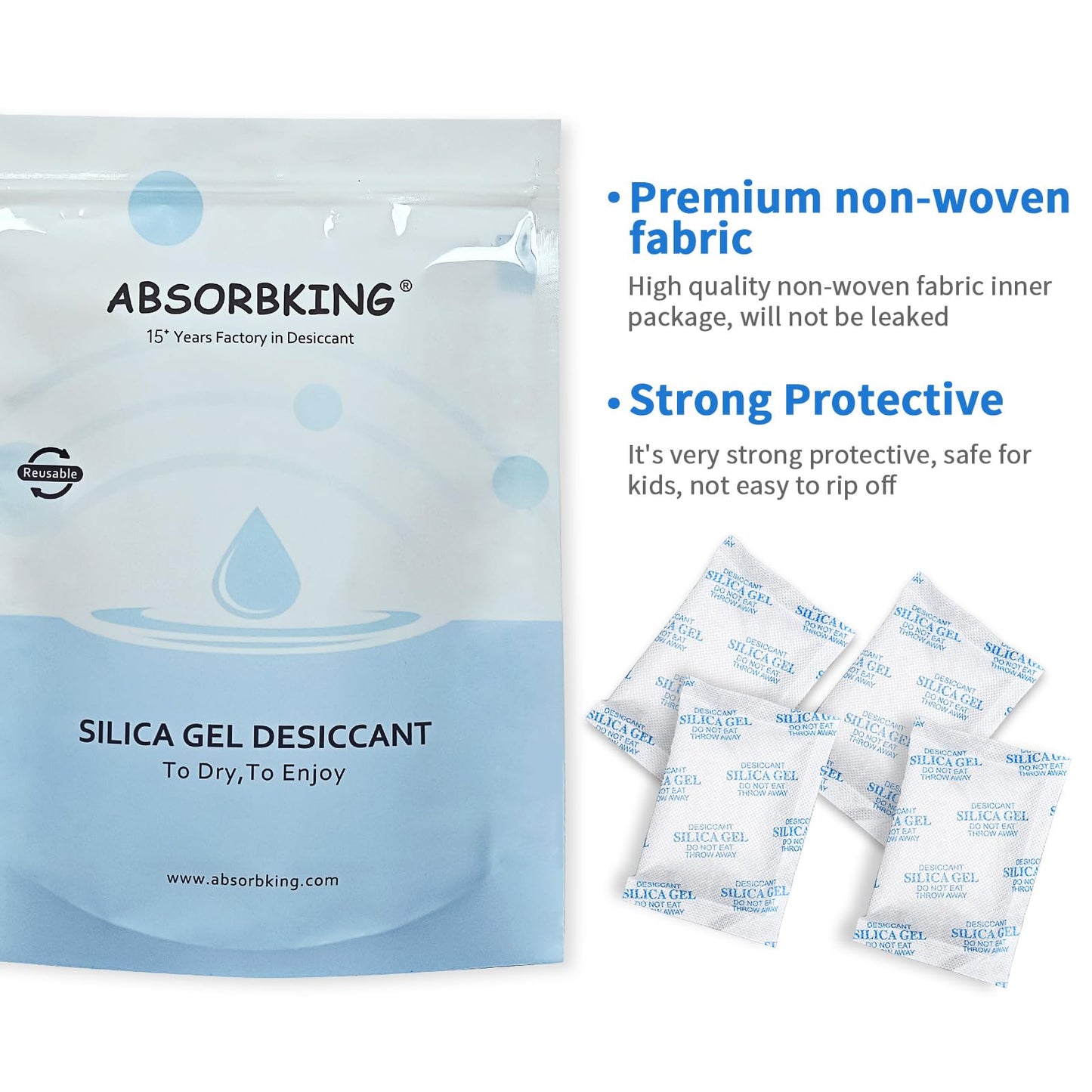 Silica Gel Packs - 80Pcs 20Gram Moisture Absorbers, Premium Transparent Desiccant for Storage, Silica Gel Desiccant Packets Food Safe for Moisture - Medaid International