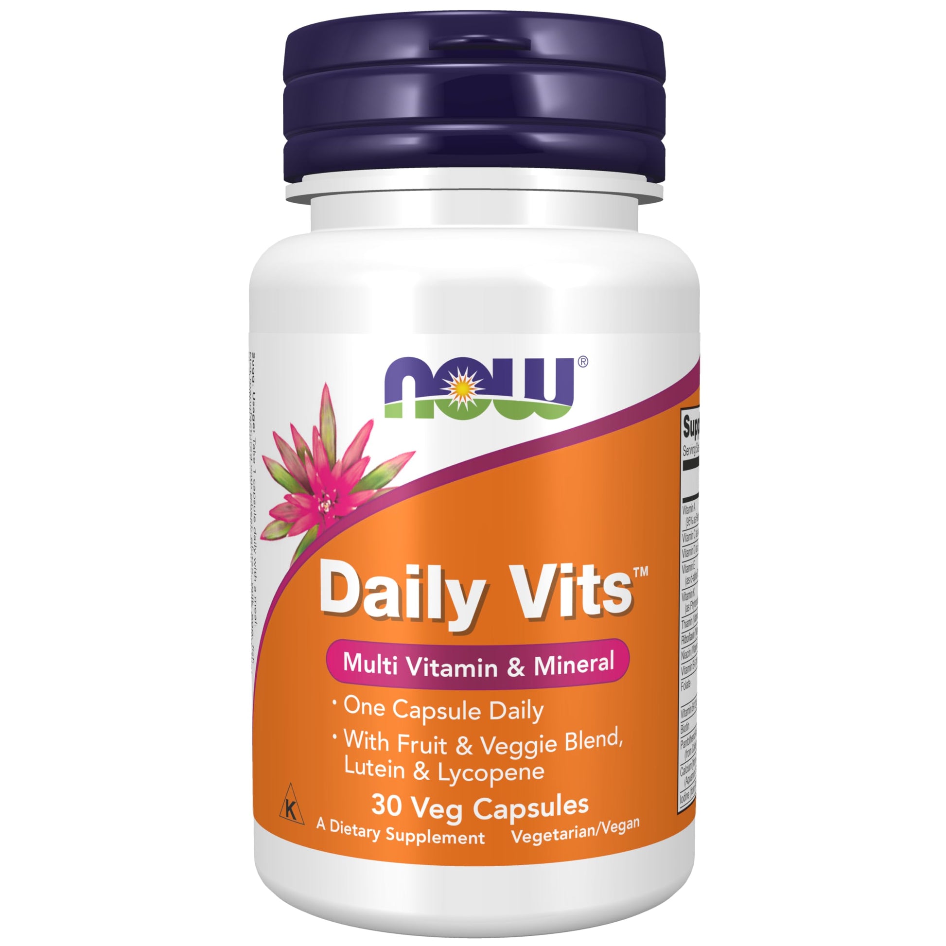 NOW Foods Supplements, Daily Vits™with Fruit & Veggie Blend, Lutein and Lycopene, 30 Veg Capsules - Medaid International