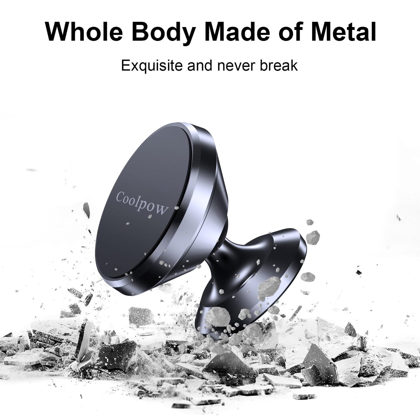 Coolpow【2 Packs 】Magnetic Phone Holder for car【Strong Magnet】phone holders for your car phone holder Mount for Car【4 Metal Plate】Universal Dash cell phone car mount for iphone Samsung car accessories - Medaid International