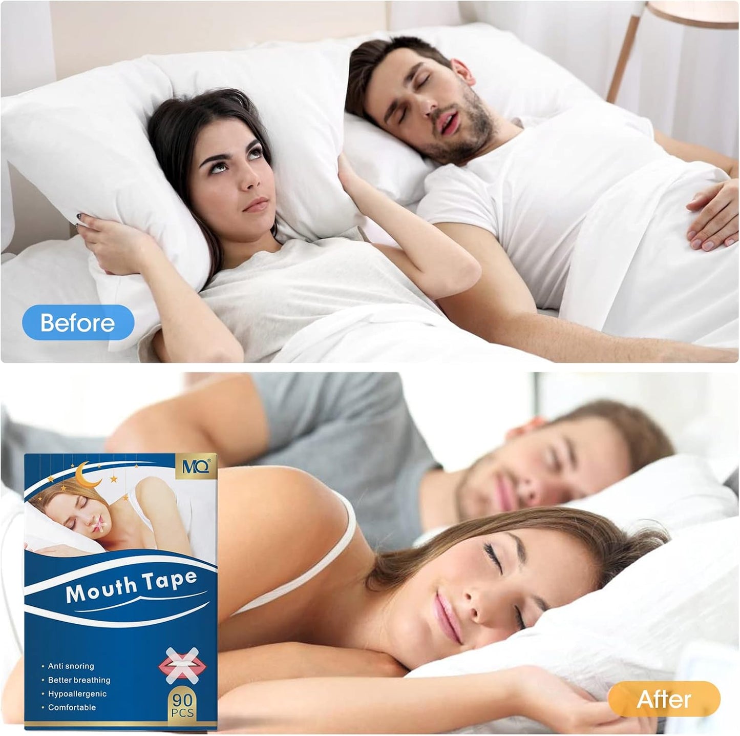 MQUPIN MQ Sleep Strips 90 Pcs For Adult Mouth Tape For Sleeping, Anti-Suffocation Design For Better Nose Breathing,For Snoring Relief And Sleeping Quality Improvement - Medaid International