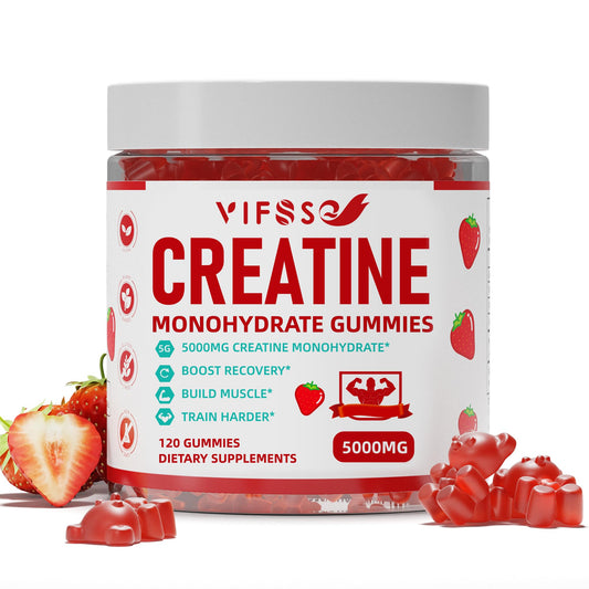 VIFSSG Creatine Monohydrate Gummies 5 g for Men & Women, 120 Sugar Free Gummies with 200 Mg Magnesium Glycinate, 200 Mg L-Threonate for Muscle Support, Energy Boost - Medaid International