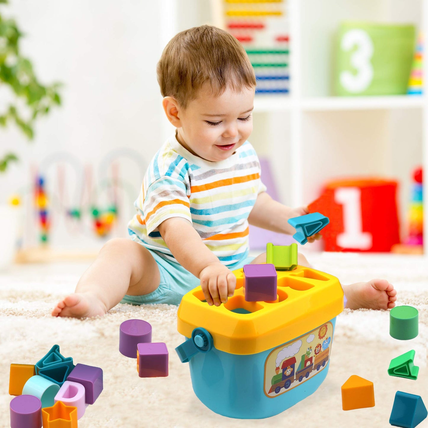 Playkidz Shape Sorter Baby and Toddler Toy, ABC and Shape Pieces, Sorting Shape Game, Developmental Toy for Children 18 Months+ - Medaid International