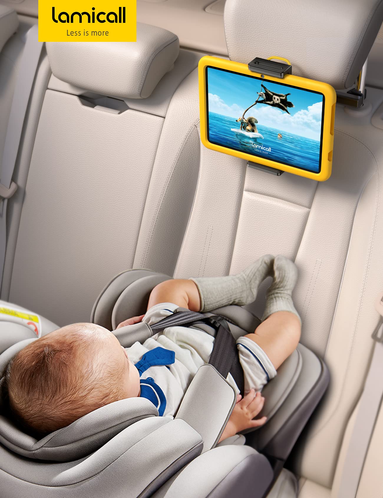 Lamicall Car Tablet Headrest Holder - Car Back Seat Headrest Tablet Mount Stand for Kids, Road Trip Essentials, Compatible with 2024 iPad Pro 11/13", Air Mini, Galaxy Tab, 4.7-13" Devices, Black - Medaid International