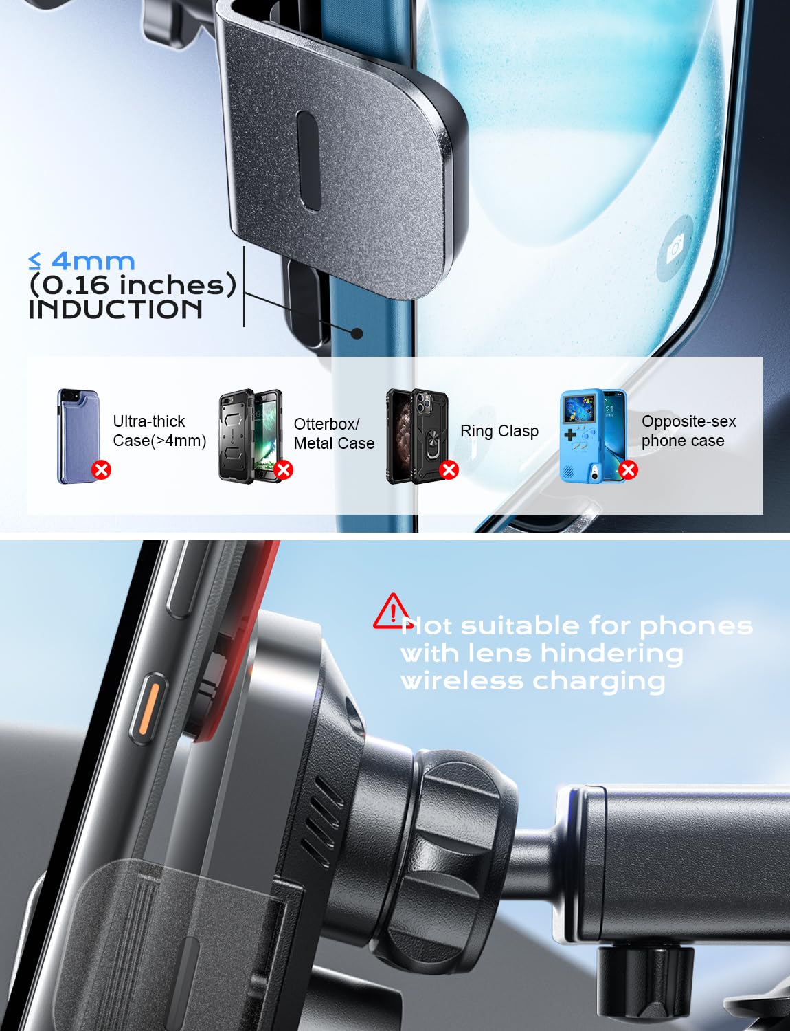 CHGeek Wireless Car Charger, 15W Fast Charging Auto Clamping Car Charger Phone Mount Phone Holder fit for iPhone 16 15 14 13 12 Pro Max 11 XR XS, Samsung Galaxy S24 Ultra S23 S22 S21, S20, S10+, Black - Medaid International