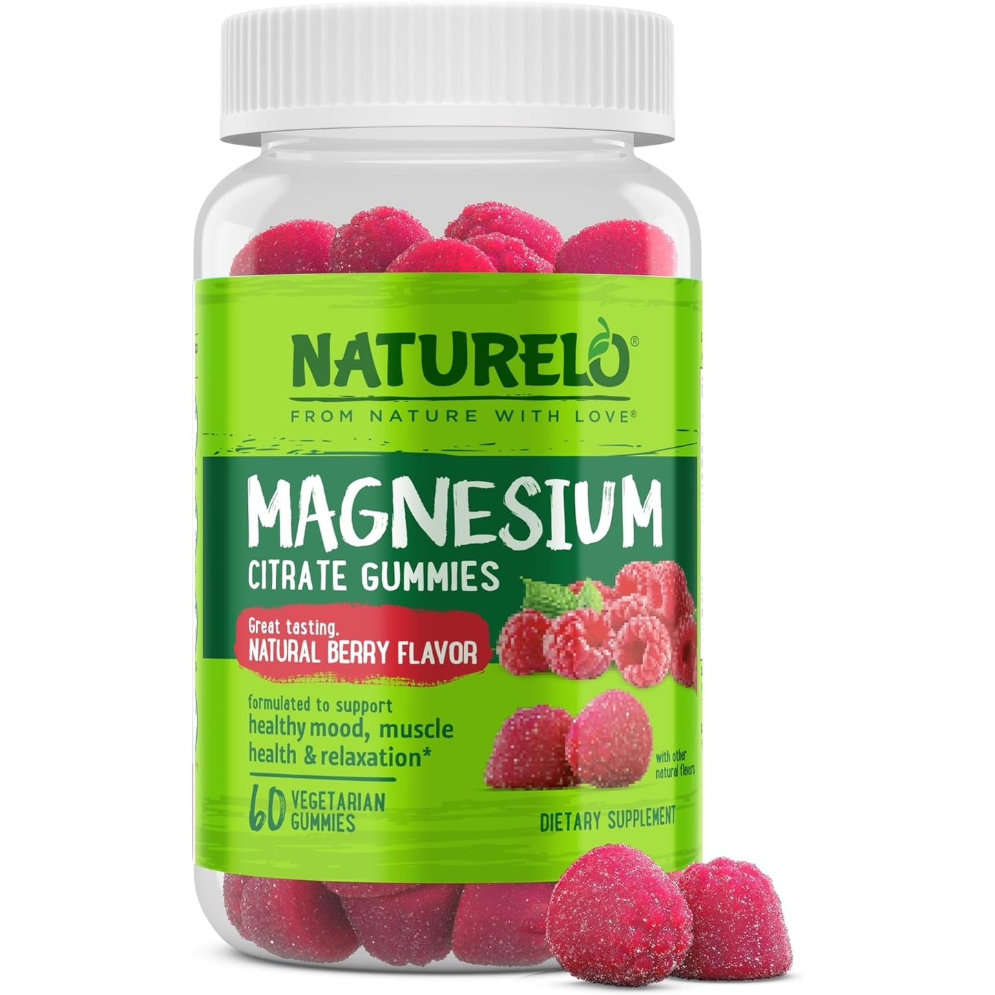 NATURELO Magnesium Glycinate Chelate Complex - 200 mg Magnesium with Organic Vegetables to Support Sleep, Calm, Muscle Cramp & Stress Relief – Gluten Free, Non GMO - 120 Capsules - Medaid International