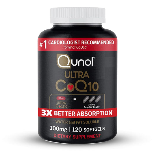 Qunol CoQ10 100mg Softgels, Ultra CoQ10 100mg, 3x Better Absorption, Antioxidant for Heart Health & Energy Production, Coenzyme Q10 Vitamins and Supplements, 4 Month Supply, 120 Count - Medaid International