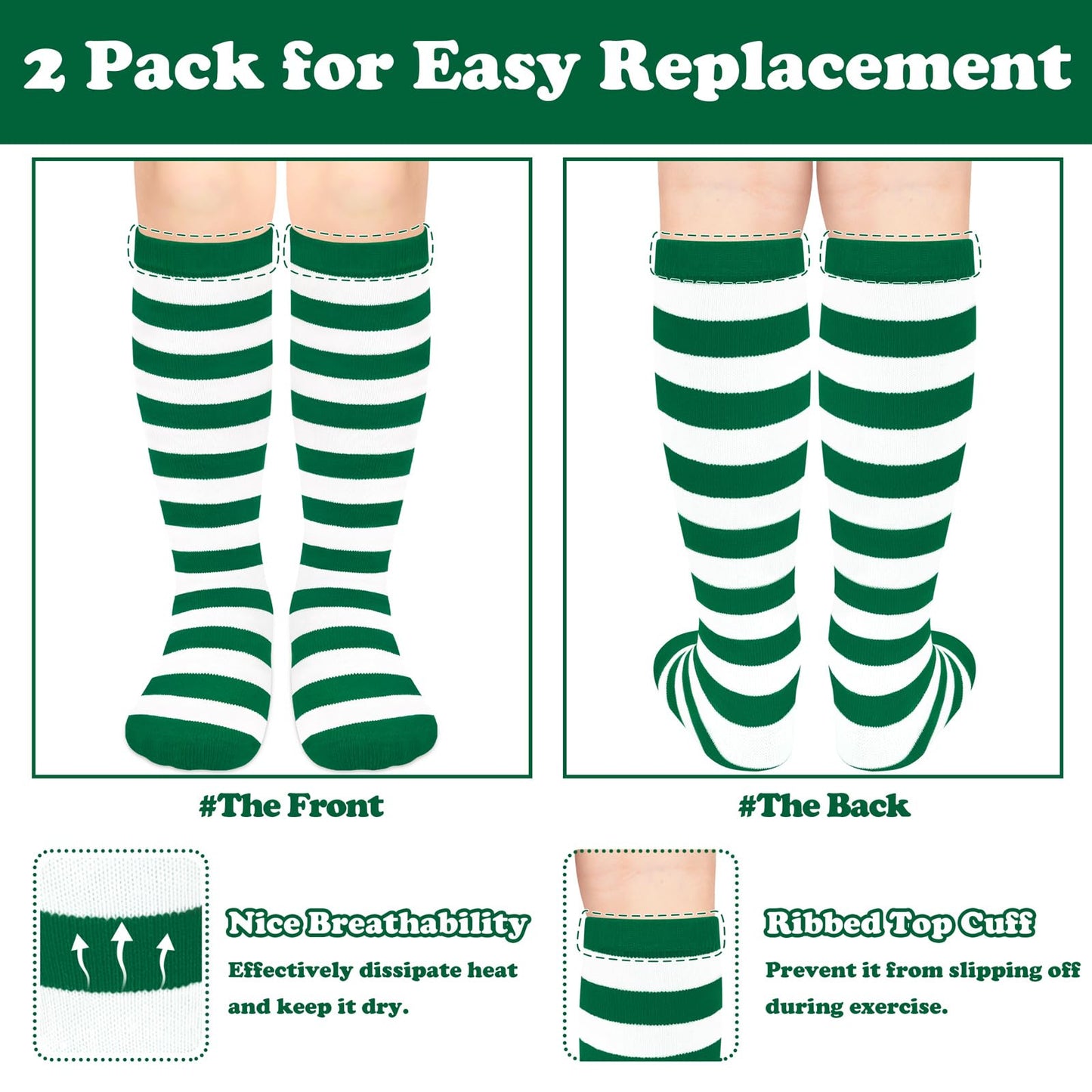 Green and White Striped Socks Kids Christmas Socks for Kids Long Sock for Girls Christmas Sock Xmas Stockings for Girls - Medaid International