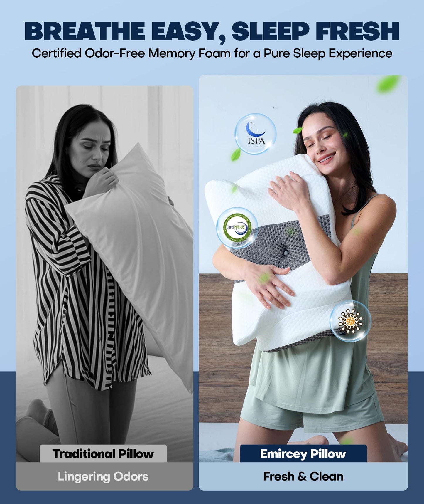 Sleep Doctor Approved Cervical Neck Pillow for Sleeping, Ergonomic Contour Side Sleeper Pillows for Adults, Cooling Orthopedic Pillow for Pain Relief Support, Memory Foam Pillows Back Stomach Sleepers - Medaid International