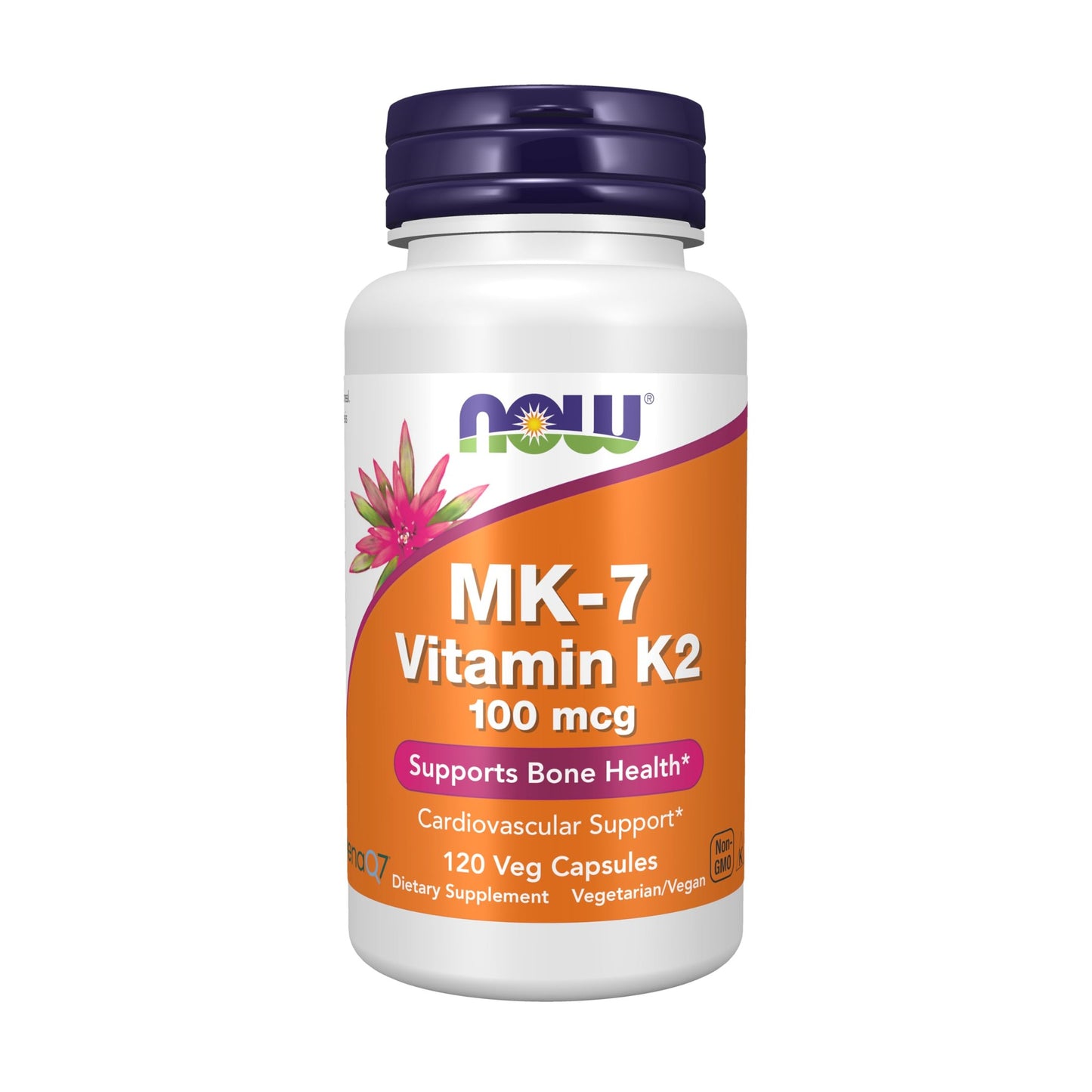 NOW Foods Supplements, MK-7 Vitamin K-2 100 mcg, Cardiovascular Support*, Supports Bone Health*, 120 Veg Capsules - Medaid International