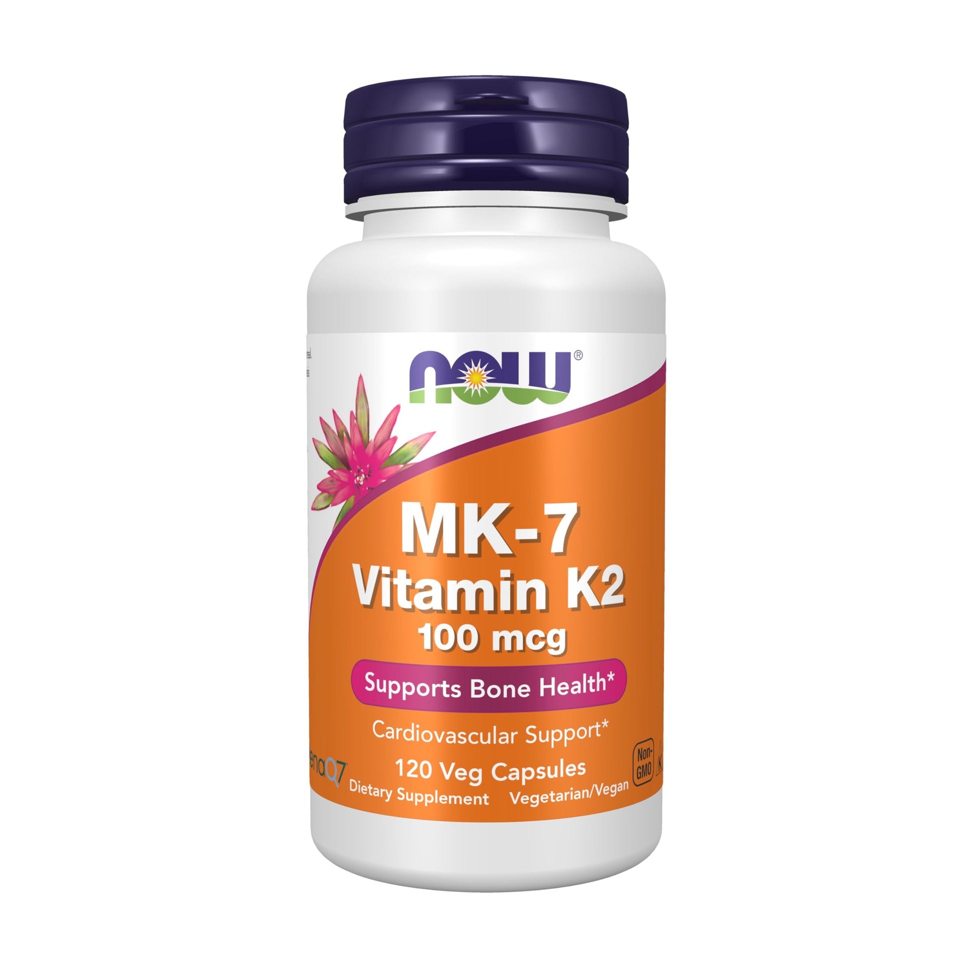 NOW Foods Supplements, MK-7 Vitamin K-2 100 mcg, Cardiovascular Support*, Supports Bone Health*, 120 Veg Capsules - Medaid International