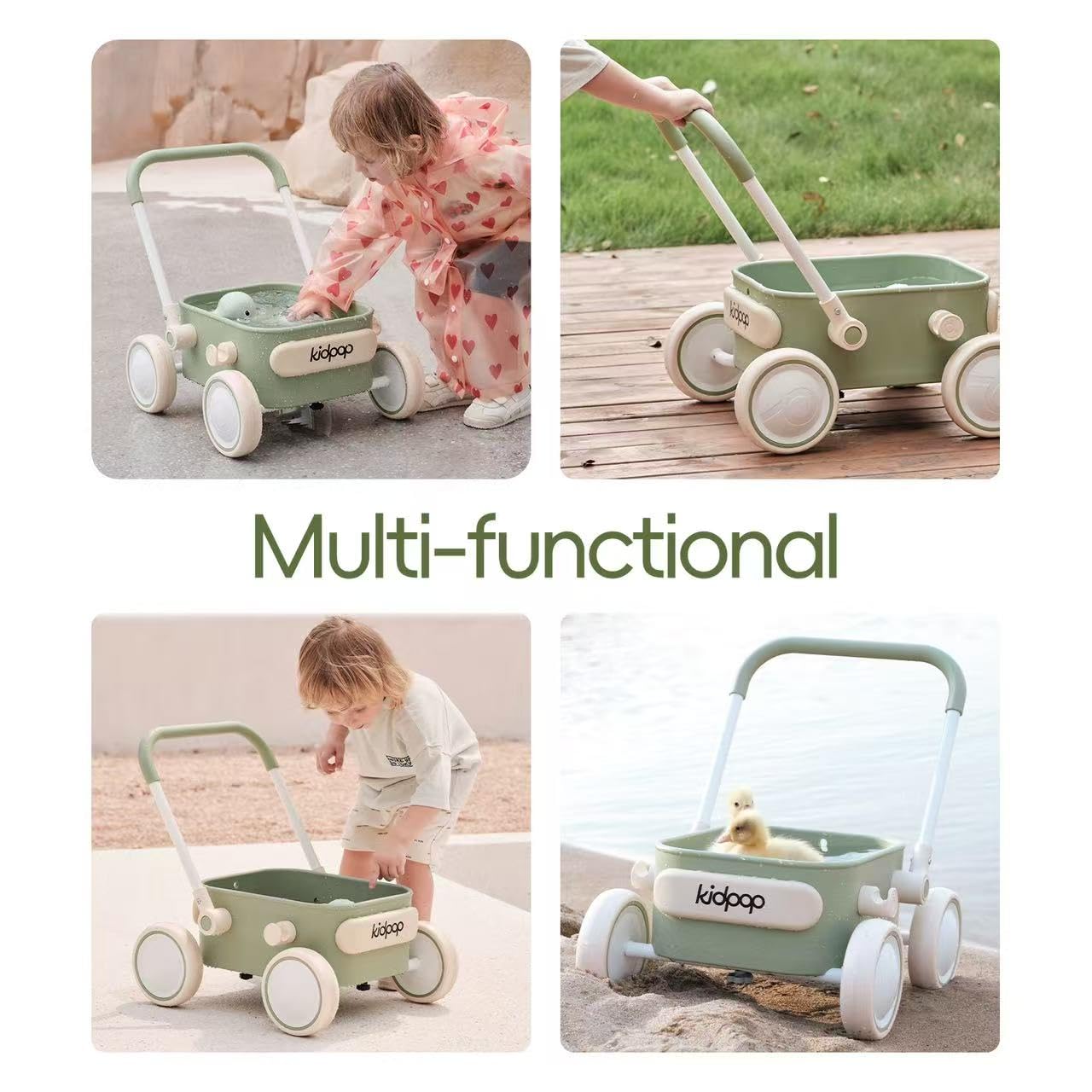 PULA Baby Push Walker with Wheels Toddler Wagon for First Learner Baby Toys 6-12 Months, 1 Year Old Birthday Gifts, Indoors and Outdoors (Black) - Medaid International