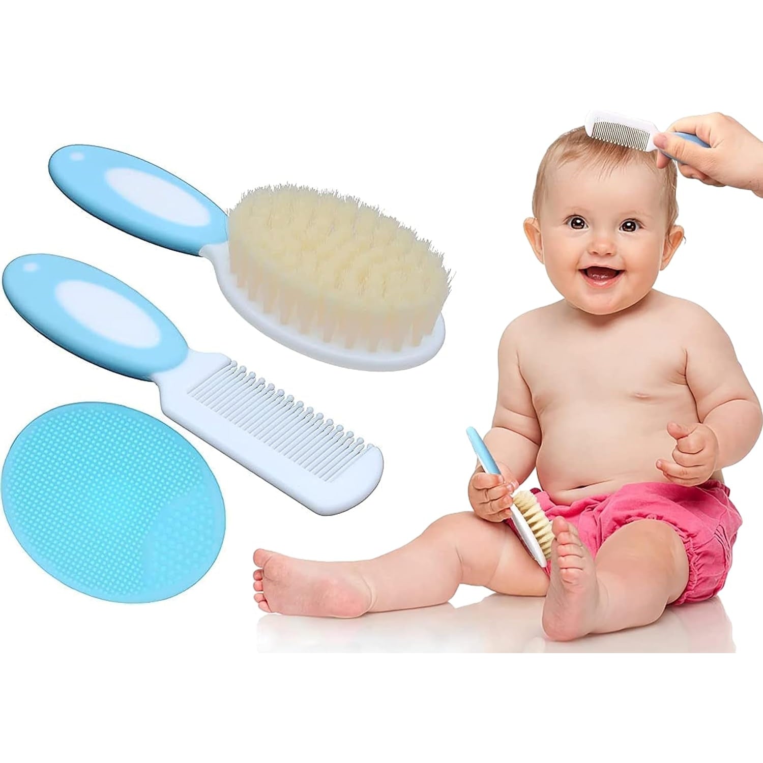 Duomama Soft Bristle Baby Hair Brush and Comb Set Cradle Cap