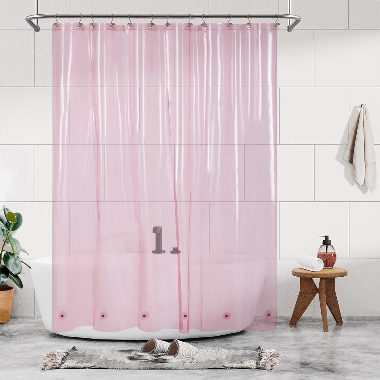 Barossa Design Plastic Shower Liner Clear - Premium PEVA Shower Curtain Liner with Rustproof Grommets and 3 Magnets, Waterproof Cute Lightweight Standard Size Shower Curtains for Bathroom - Clear - Medaid International