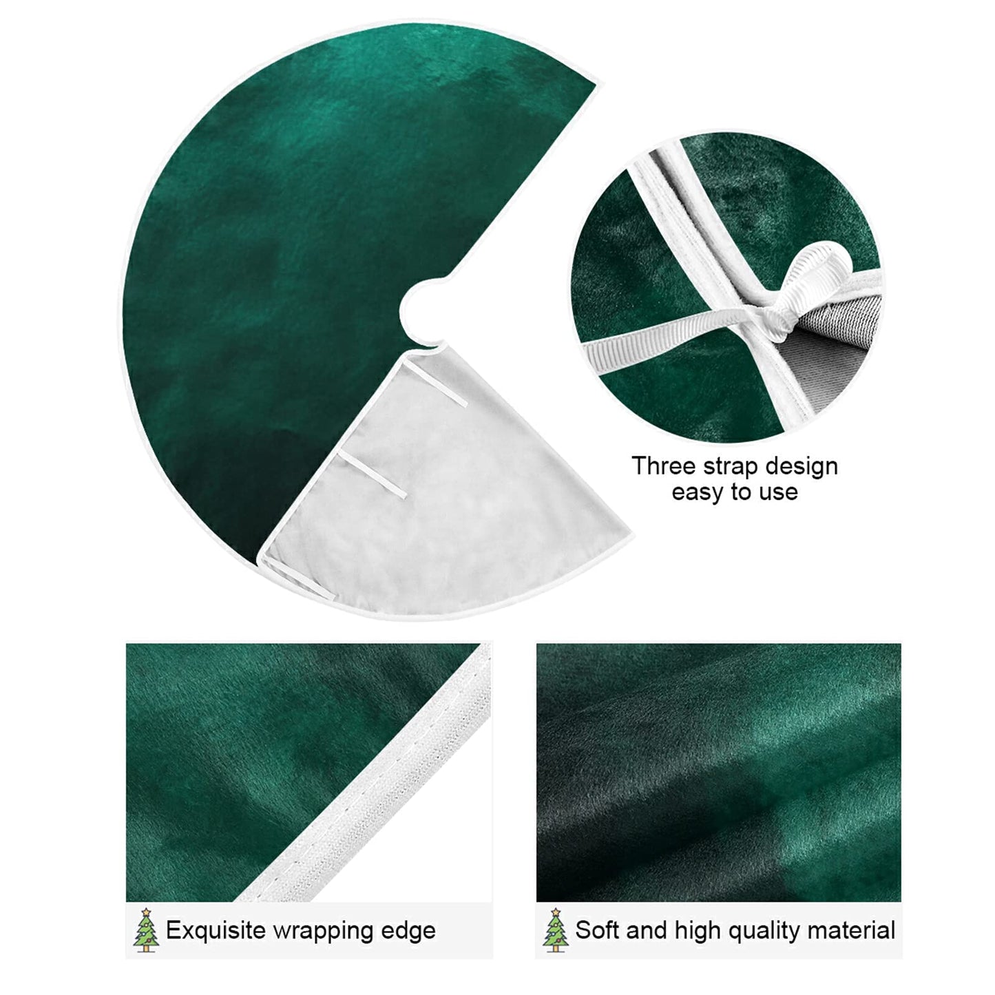 xigua Hunter Green Christmas Tree Skirt 36 Inch Large Christmas Tree Mat Xmas Holiday Home Party Decor - Medaid International