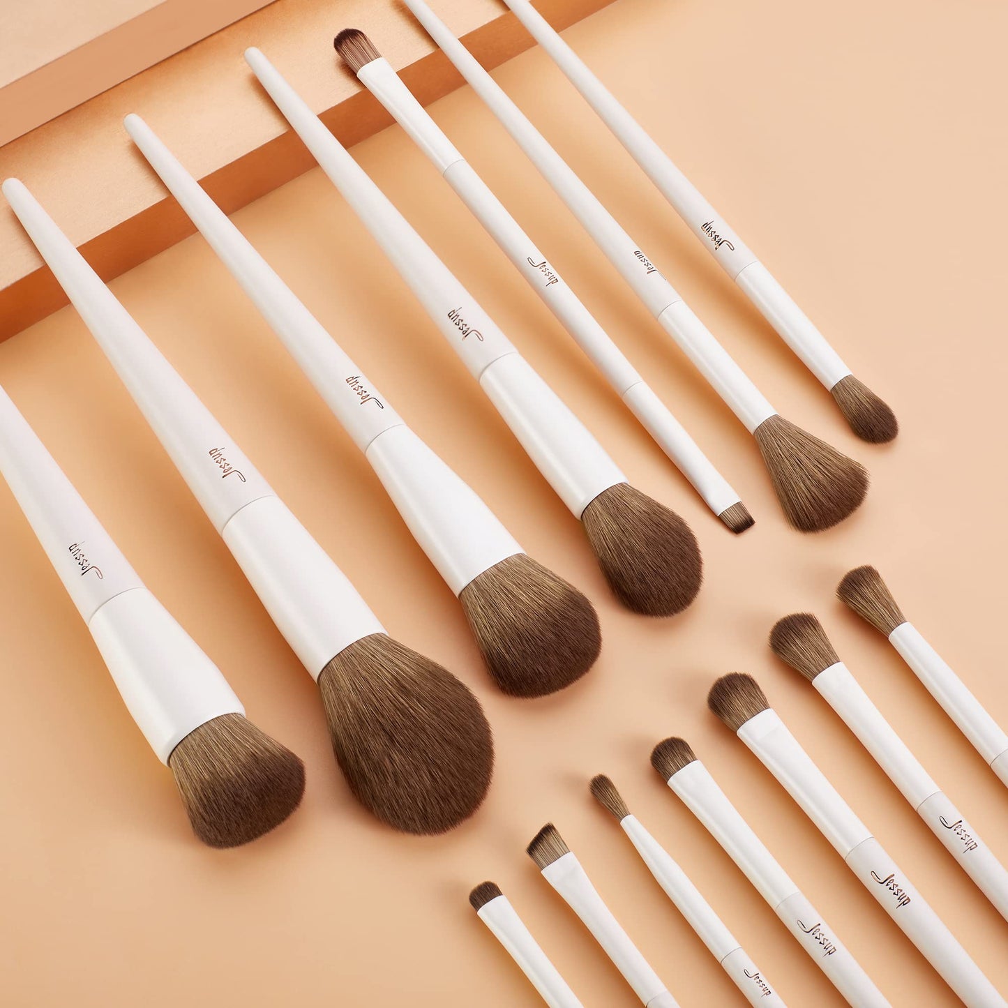 Jessup Makeup Brushes 14Pcs Makeup Brush Set Premium Synthetic Powder Foundation Contour Blush Concealer Eye Shadow Blending Liner Make Up Brush Kit Light Grey T329 - Medaid International