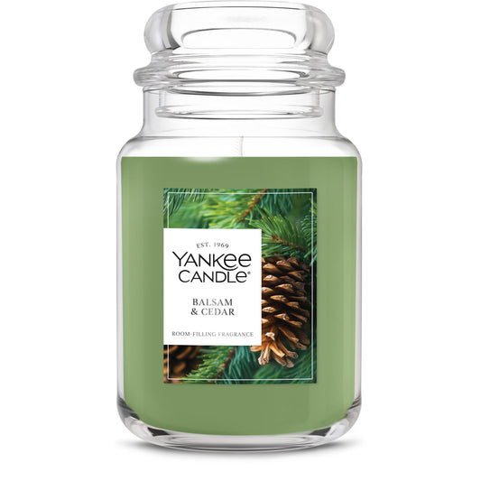 Yankee Candle, Balsam & Cedar Fall Scented Candle, 22oz Large Jar with up to 150 Hour Burn Time - Medaid International