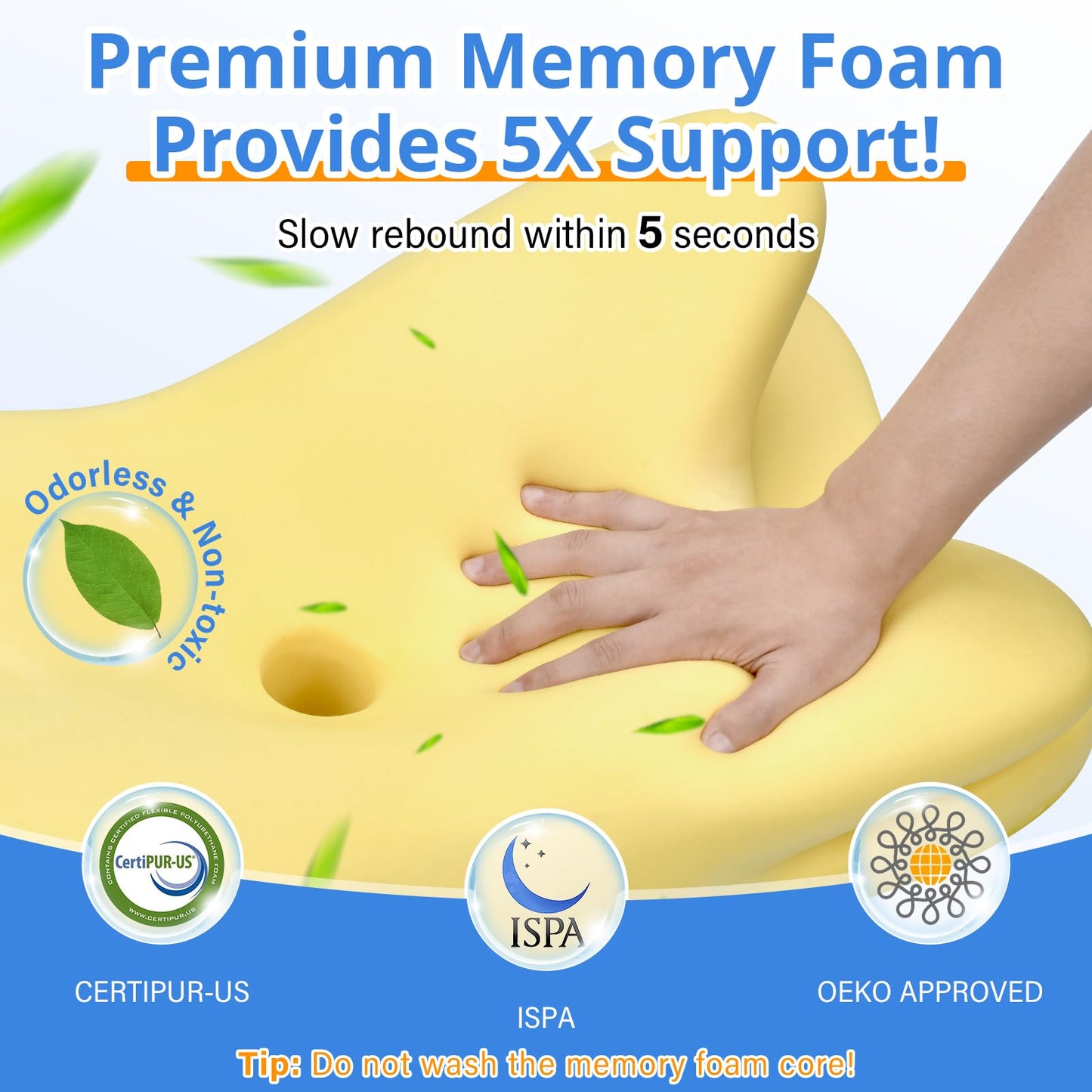 Ehomfory Cervical Pillow for Neck Pain Relief, Hollow Design Odorless Memory Foam Pillows with Cooling Case, Adjustable Orthopedic Bed Pillow for Sleeping, Support for Side Back Sleepers (Gray) - Medaid International