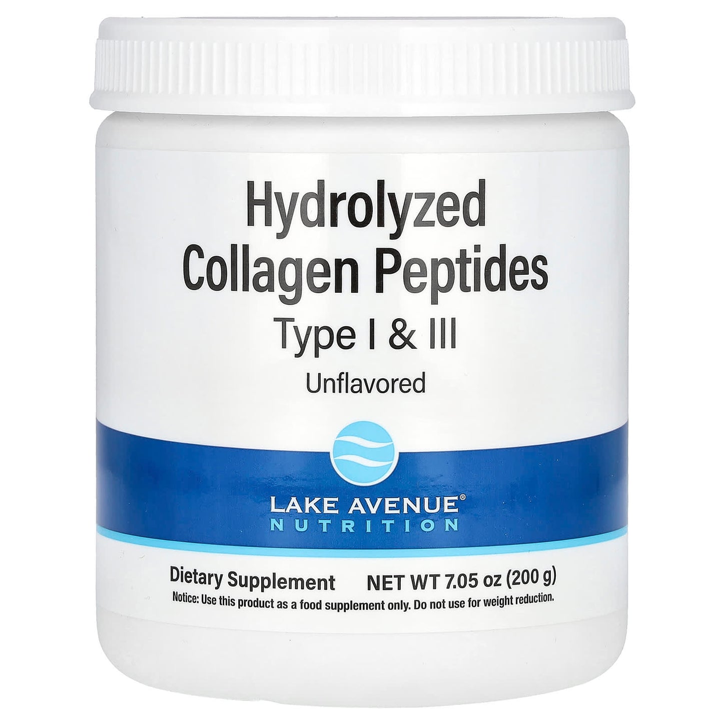 Lake Avenue Nutrition, Hydrolyzed Collagen Peptides, Type I and III, Unflavored, 7.05 oz (200 g) - Medaid International