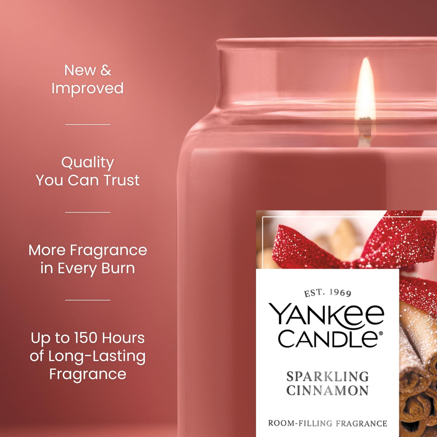Yankee Candle, Sparkling Cinnamon Fall Scented Candle, 22oz Large Jar with up to 150 Hour Burn Time - Medaid International