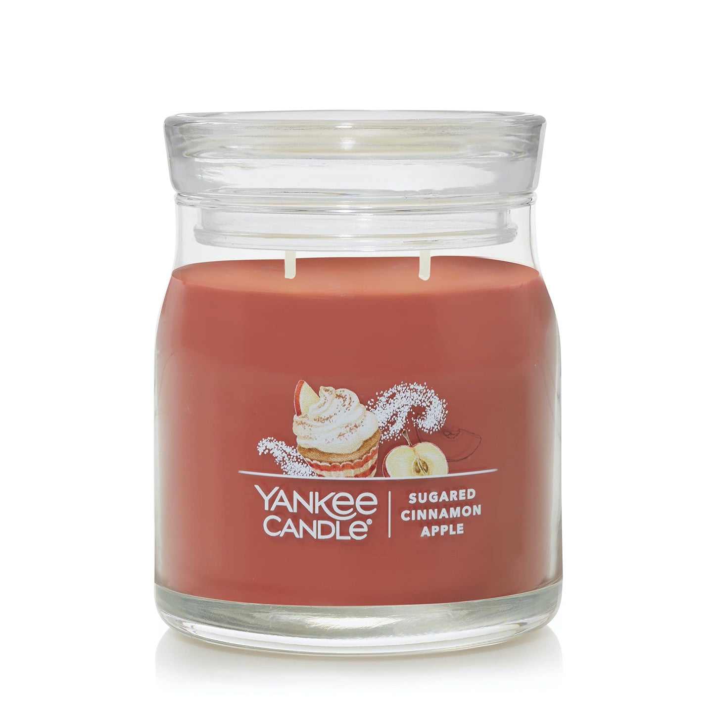 Yankee Candle Sugared Cinnamon Apple Scented, Signature 13oz Medium Jar 2-Wick Candle, Over 35 Hours of Burn Time - Medaid International
