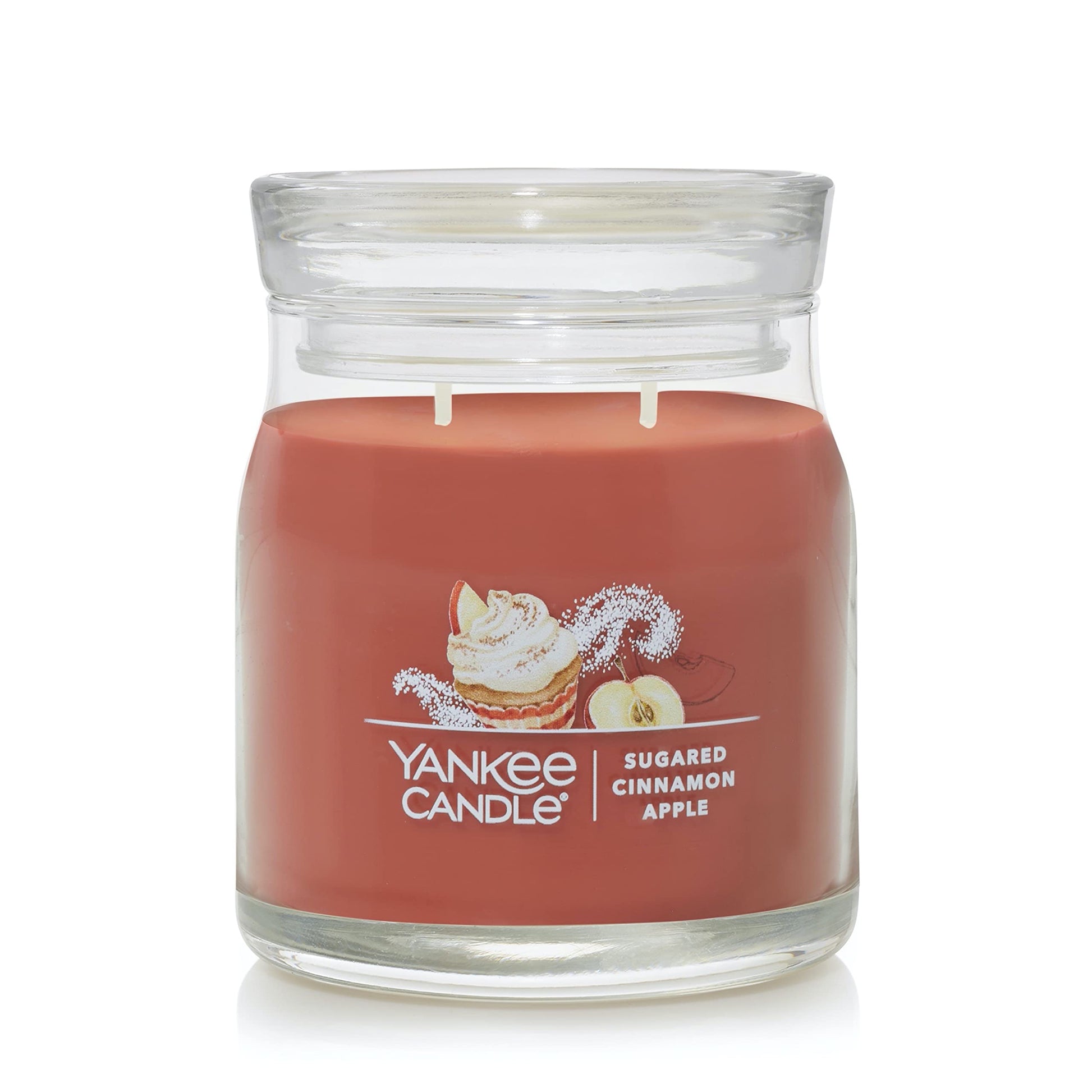 Yankee Candle Sugared Cinnamon Apple Scented, Signature 13oz Medium Jar 2-Wick Candle, Over 35 Hours of Burn Time - Medaid International
