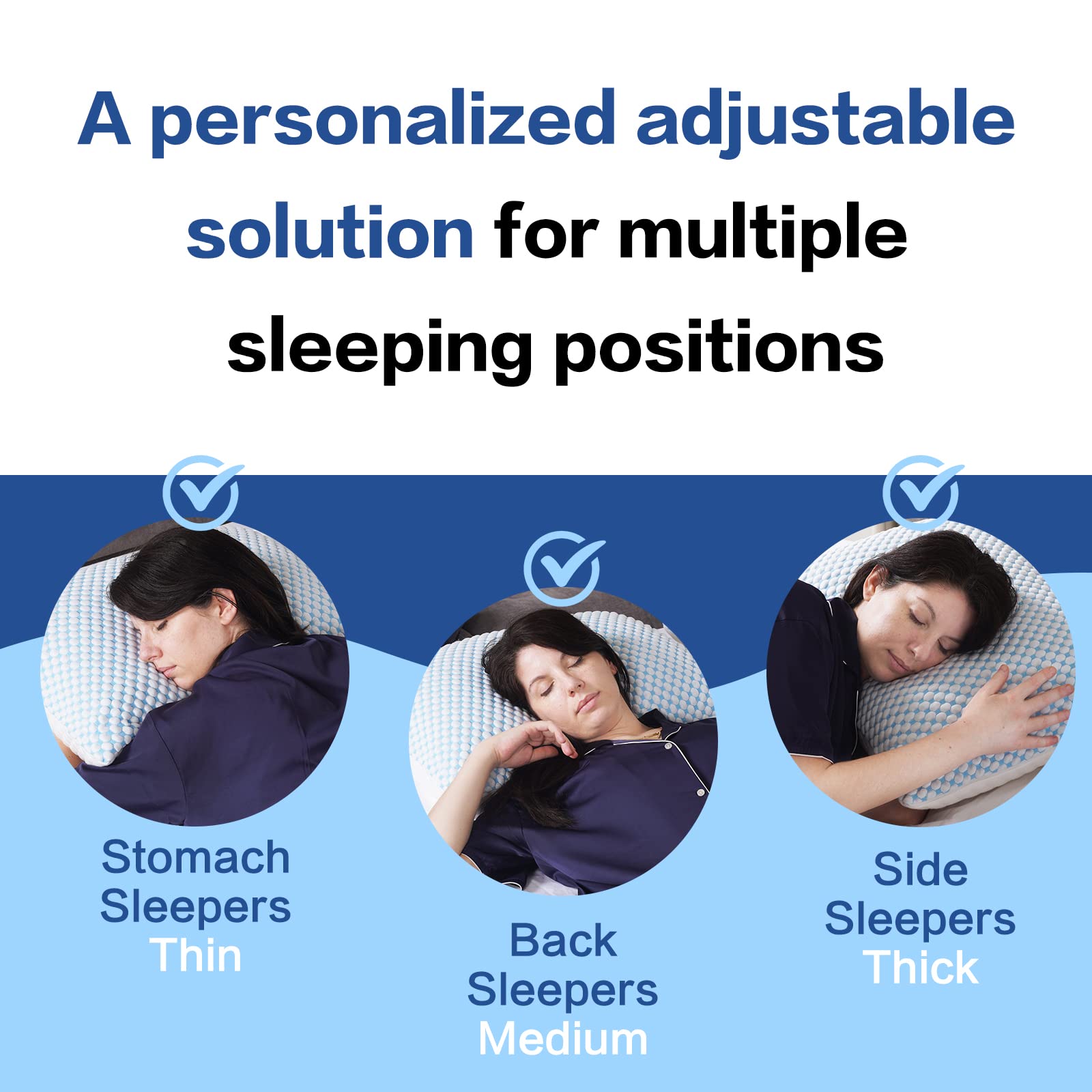 EASELAND Firm Pillow Shredded Memory Foam(Adjustable Loft), Cooling Breathable for Sleeping Queen Size 2 Pack - Medaid International