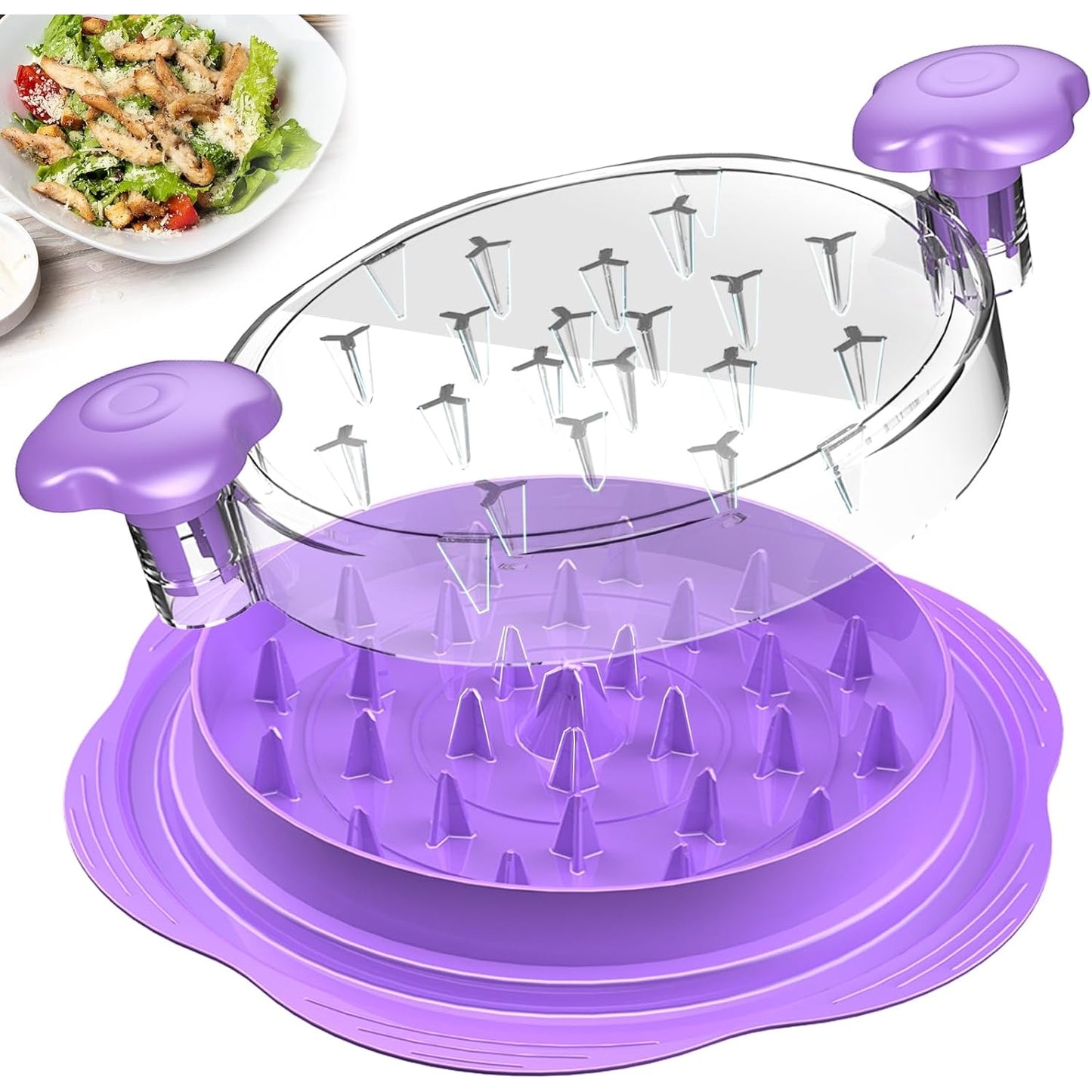 Chicken Shredder Large Chicken Breast Shredder Tool Twist with Brush&Fork, Visible Meat Shredder Machine, Strong Anti-Slip Strip, Ergonomic Handle, BPA Free, Suitable for Pork Beef Chicken - Medaid International