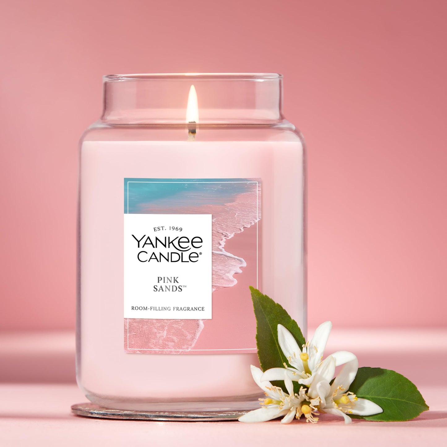 Yankee Candle Pink Sands Scented Candle, 22oz Large Jar with up to 150 Hour Burn Time, Giftable, Birthdays - Medaid International