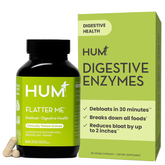HUM Flatter Me Digestive Enzymes for Women & Men, Digestive Health Bloating Supplement with Ginger & Peppermint Leaf, Fast Acting Anti Bloat Pills Multi Enzyme for Debloating, Vegan, 60 Capsules - Medaid International
