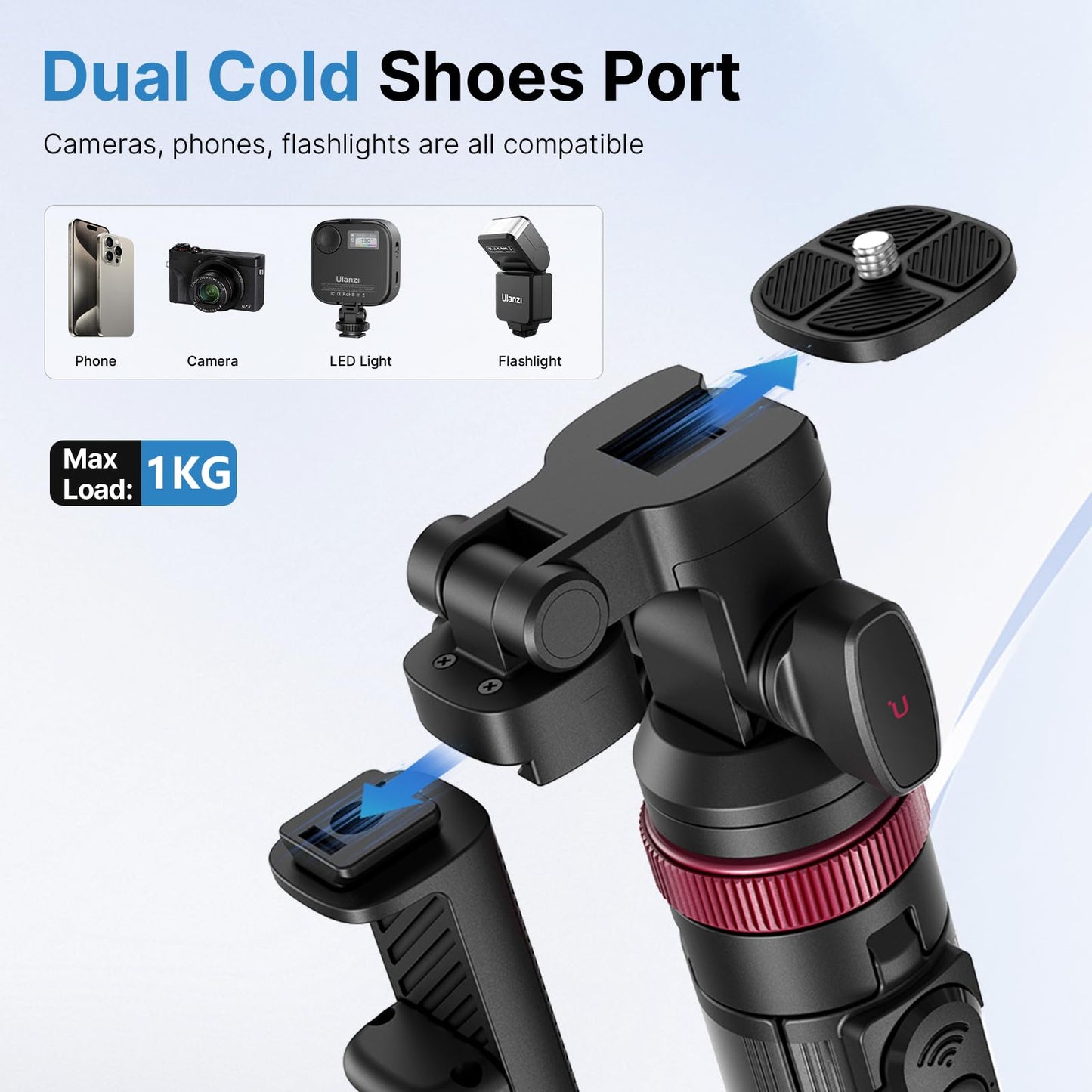 ULANZI MT-78 Extendable Phone Tripod, metal 72.83" Selfie Stick Camera Tripod Stand with 2 in 1 Phone Clip, 360° Ball Head Camera Tripod with cold shoe for iPhone 17 Sony Canon, Lightweight for Travel - Medaid International