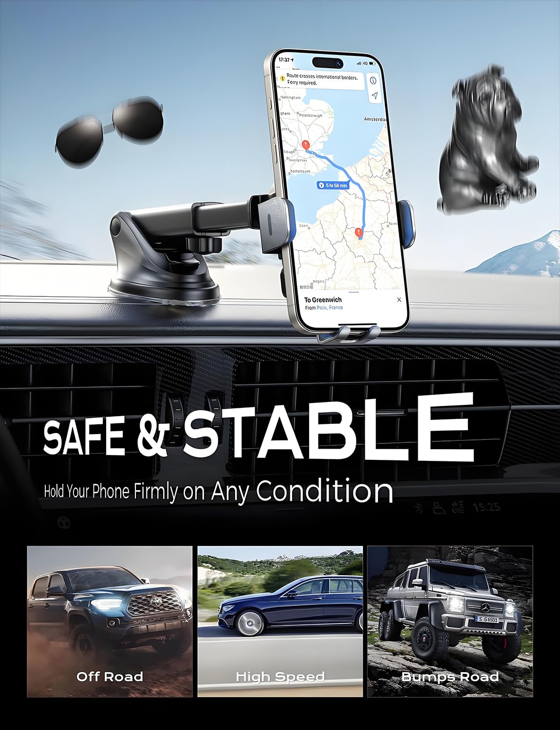 Wireless Car Charger, 2025 Upgrade 15W Fast Charging Auto Clamping Car Phone Holder Charger, Phone Holders for car, CHGeek,fit for iPhone 16 15 14 13 Mini Pro Max XR, Samsung Galaxy S25 Ultra - Medaid International