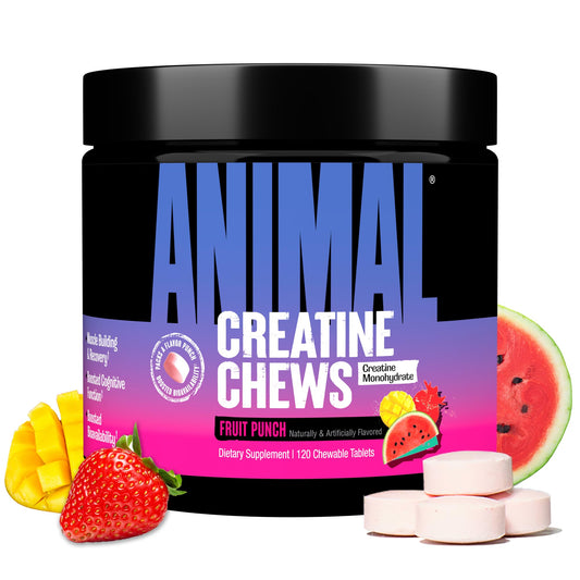 Animal Creatine Chews Tablets - Enhanced Creatine Monohydrate with AstraGin to Improve Absorption, Sea Salt for Added Pumps, Delicious and Convenient Chewable Tablets - Fruit Punch - Medaid International