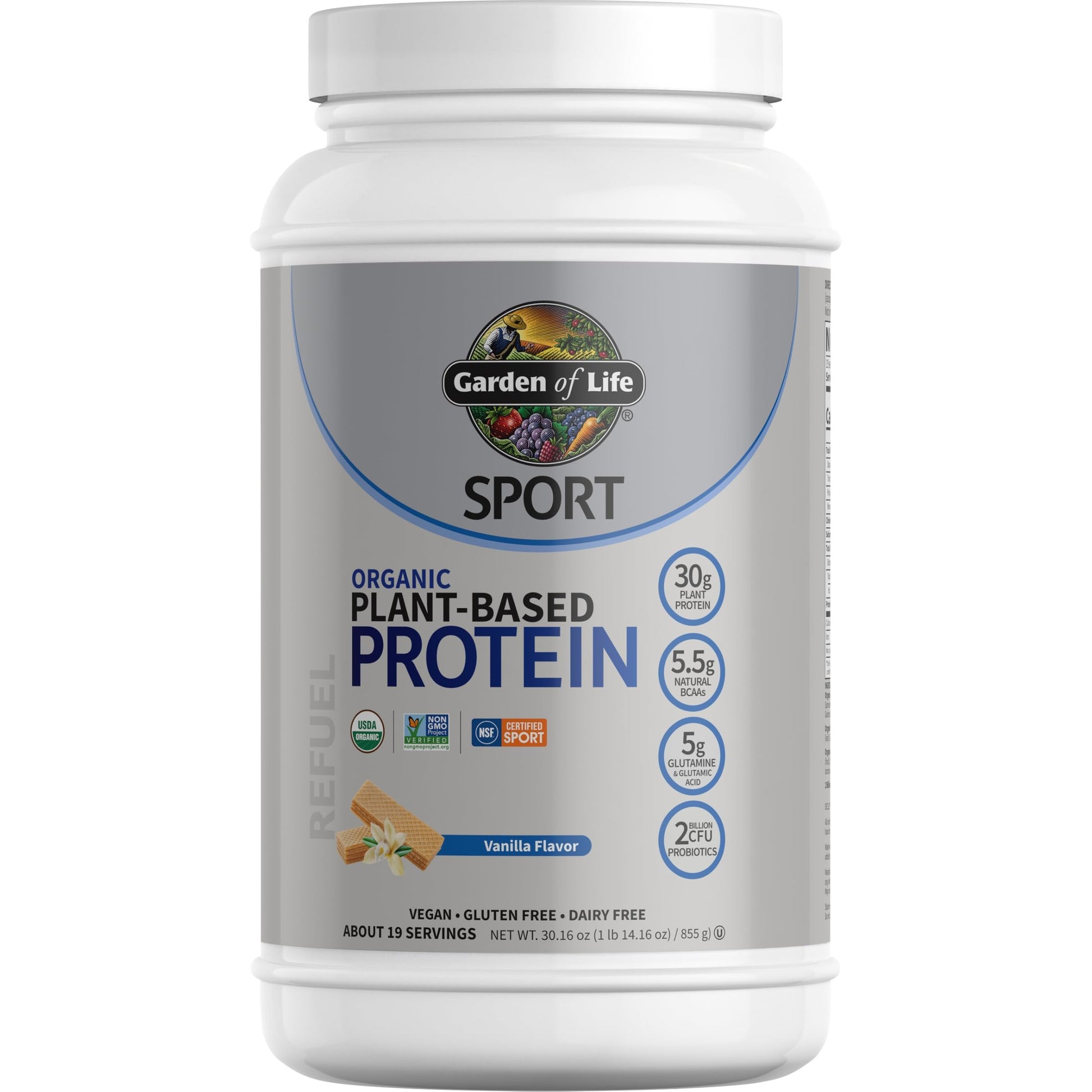 Garden of Life Organic Vegan Protein Powder with Probiotics, BCAAs, NSF Certified, Gluten Free & Sport, Non GMO, Sport Protein Powder, 19 Servings, Vanilla - Medaid International