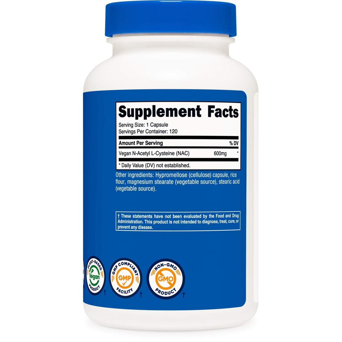Nutricost N-Acetyl L-Cysteine (NAC) 600mg, 120 Vegetarian Capsules - Non-GMO, Gluten Free, Vegetarian Caps - Medaid International
