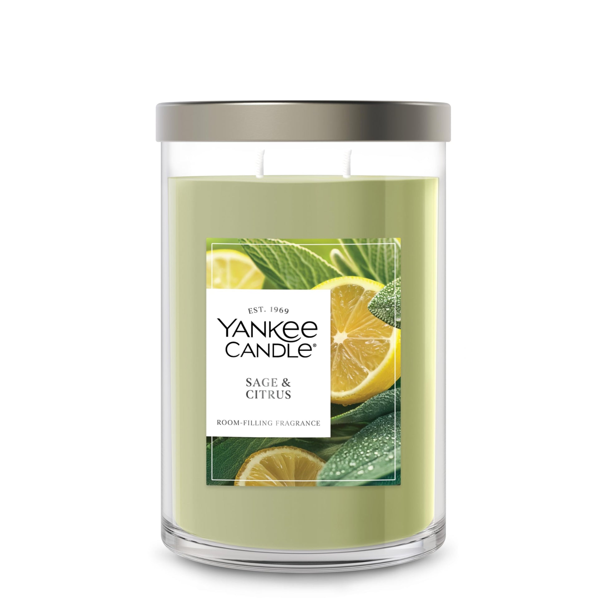 Yankee Candle Large Tumbler Scented Candle with up to 80 Hour Burn Time, Premium Plant Wax Blend for Consistent Burn, 20 oz Tumbler Candle with Room Filling Fragrance, Sage & Citrus - Medaid International