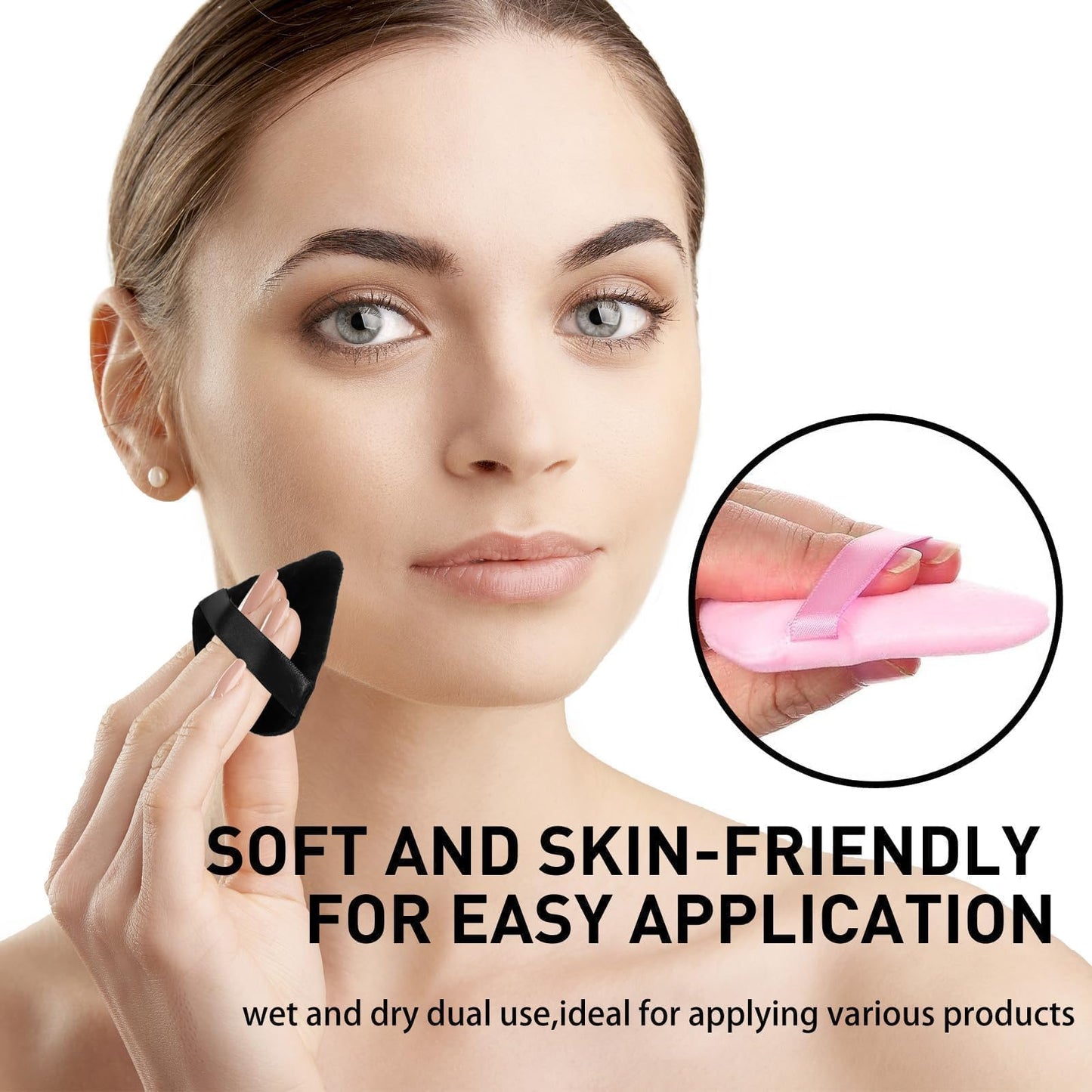 3Pcs Soft Triangle Powder Puff Set, Powder Puffs for Face, Makeup Blenders & Sponges for Foundation, Suitable for Liquid and Cream Cosmetic Makeup Tools (Coffee) - Medaid International