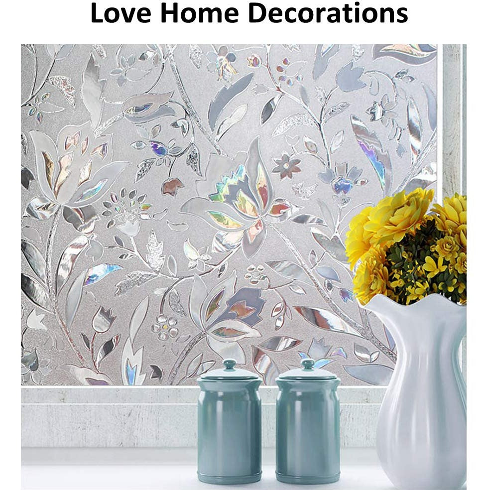 Arthome Window Privacy Film,17.5x100 Inch Stained Glass Window Film Heat Control UV Blocking, Static Cling Non-Adhesive Reusable Decorative Window Sticker for Bathroom Home Office - Medaid International