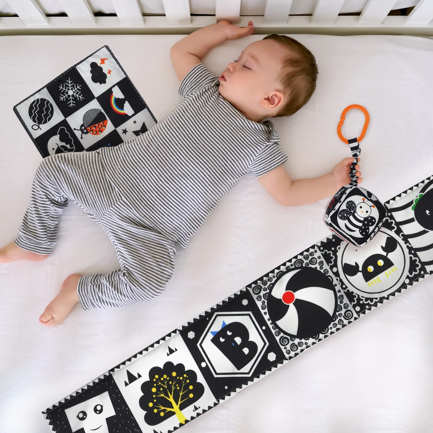 KUANGO 3 PCS Black and White High Contrast Baby Toys Newborn Toys 0-6 Months, Visual Stimulation Sensory Soft Book, Infant Tummy Time Toys 0-3-6 Months Baby Gifts - Medaid International