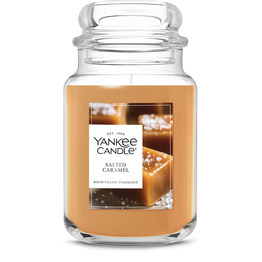 Yankee Candle Salted Caramel Scented Candle, 22oz Large Jar with up to 150 Hour Burn Time, Giftable, Holidays - Medaid International