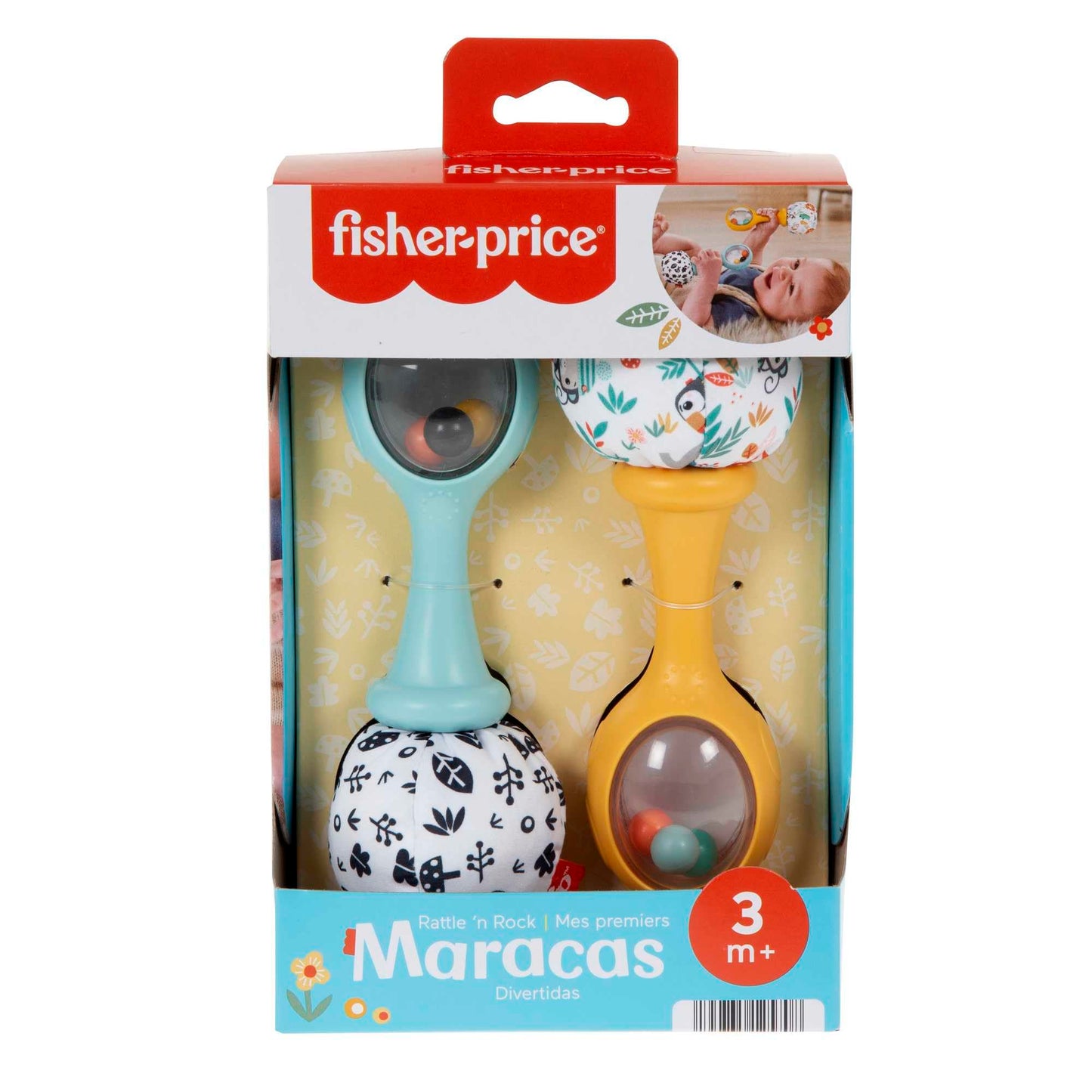 Fisher-Price Rattle ‘n Rock Maracas Baby Rattle Sensory Toys for Newborn Babies Ages 3 Months and Older, HMF34 - Medaid International
