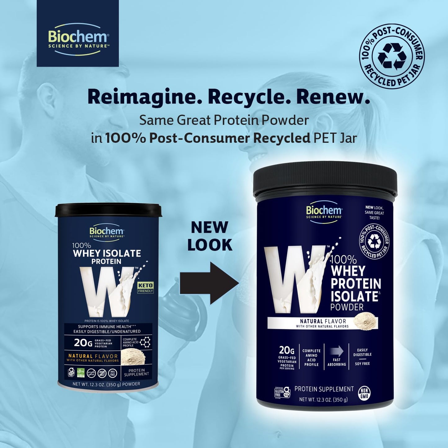 Biochem 100% Whey Isolate Protein - Natural Flavor - 12.3 Ounce, Preworkout & Immune Health - 20g Vegetarian Protein - Easily Digestible - Refreshing Taste - Keto Friendly & Easy to Mix… - Medaid International