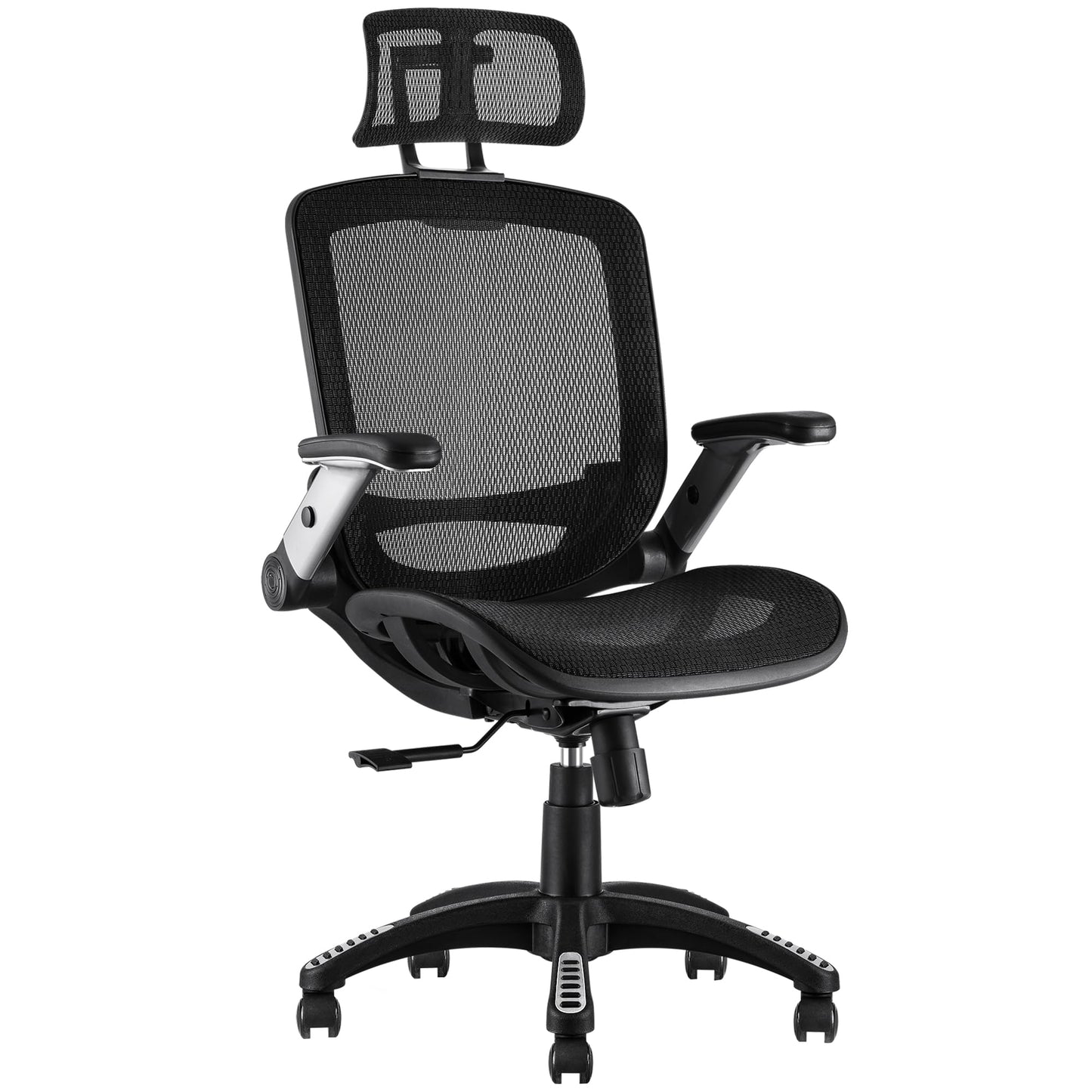 GABRYLLY Ergonomic Office Chair, High Back Home Desk Chair with Headrest, Flip-Up Arms, 90-120° Tilt Lock and Wide Cushion, Big and Tall Mesh Chairs for Man Woman, Black Task Chair - Medaid International