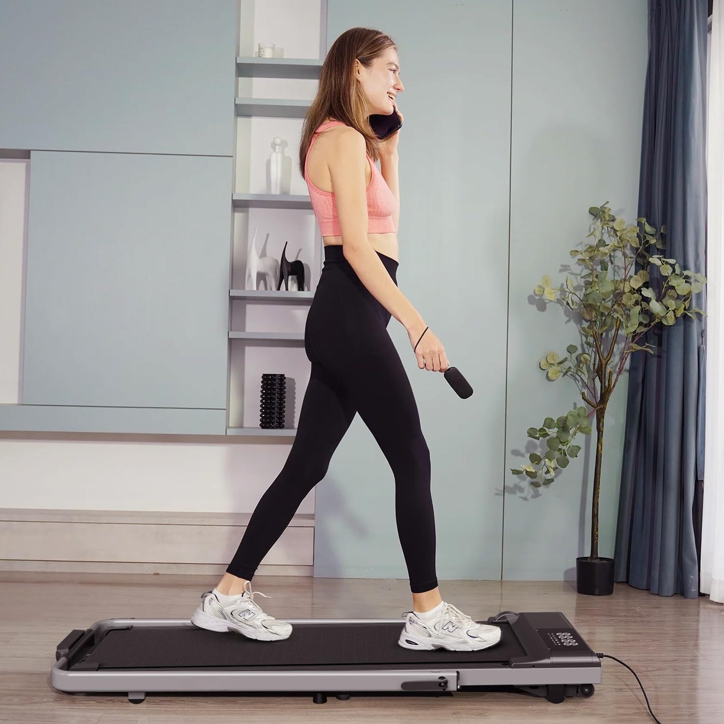 DeerRun Walking Pad Treadmill with Incline and Handle Bar, 3 in 1 Foldable Treadmills for Home Small Office, 300lbs Portable Compact Under Desk Treadmill with App - Medaid International