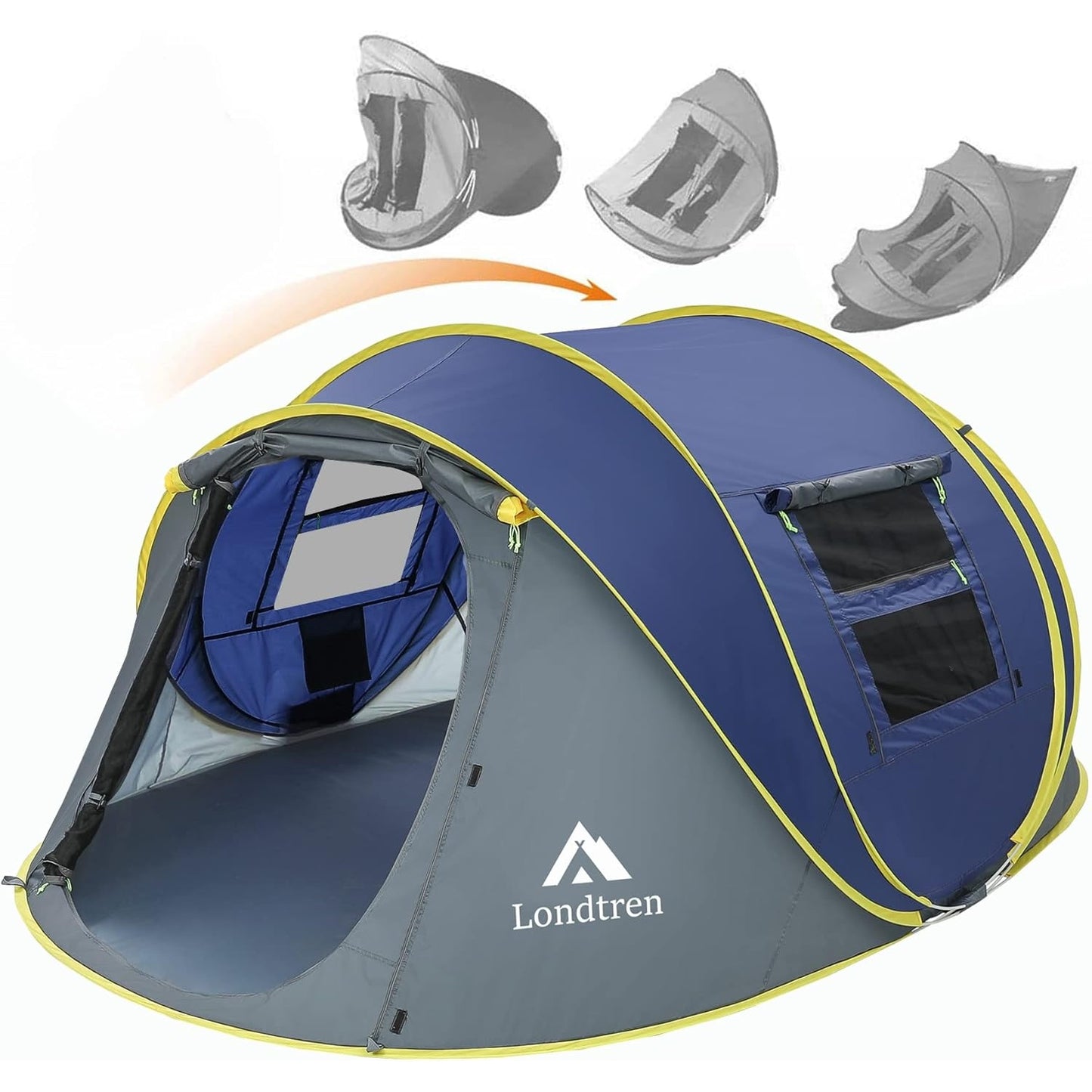 4 Person Easy Pop Up Tent Waterproof Automatic Setup 2 Doors-Instant Family Tents for Camping Hiking & Traveling - Medaid International