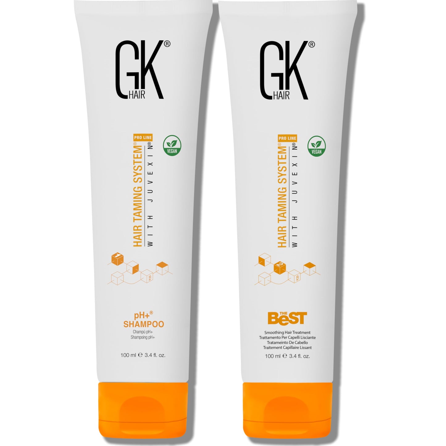 GK HAIR Global Keratin Professional Brazilian Keratin Hair Treatment Kit (100ml/3.4 Fl. Oz.) With PH shampoo- The Best Smoothing & Strengthening to make Hair Healthy - Formaldehyde free, Sulfate-free - Medaid International