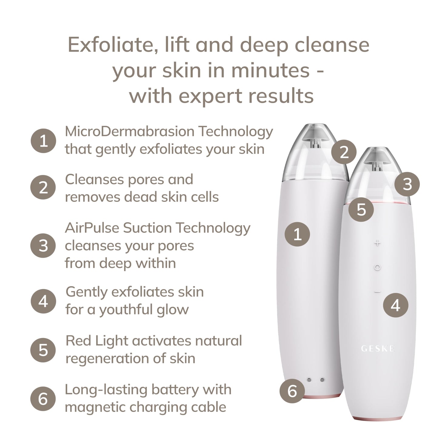 GESKE SmartAppGuided™ MicroDermabrasion Blackhead Remover | 7 in 1 | Blackhead Remover | Electric Pore Cleaner | Innovative Vacuum Cup | Beauty Tool | Skin Cleansing Device | Skincare Device - Medaid International