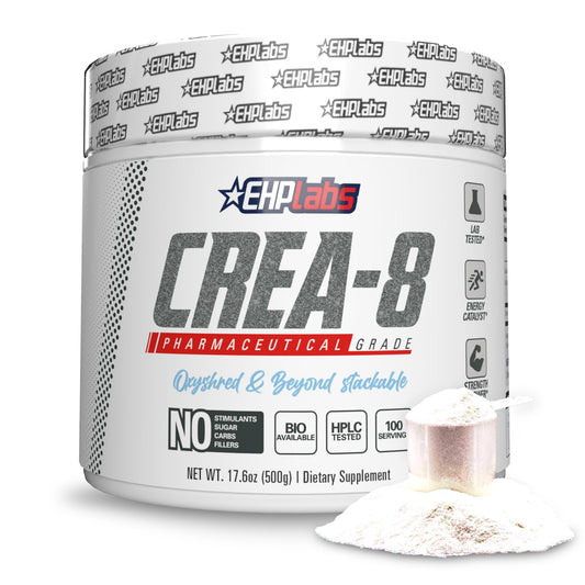 EHP Labs CREA-8 Creatine Monohydrate Powder - Unflavored Creatine Powder for Muscle Growth, Increased Strength, Enhanced Energy Output and Improved Performance - 100 Servings (500g) - Medaid International